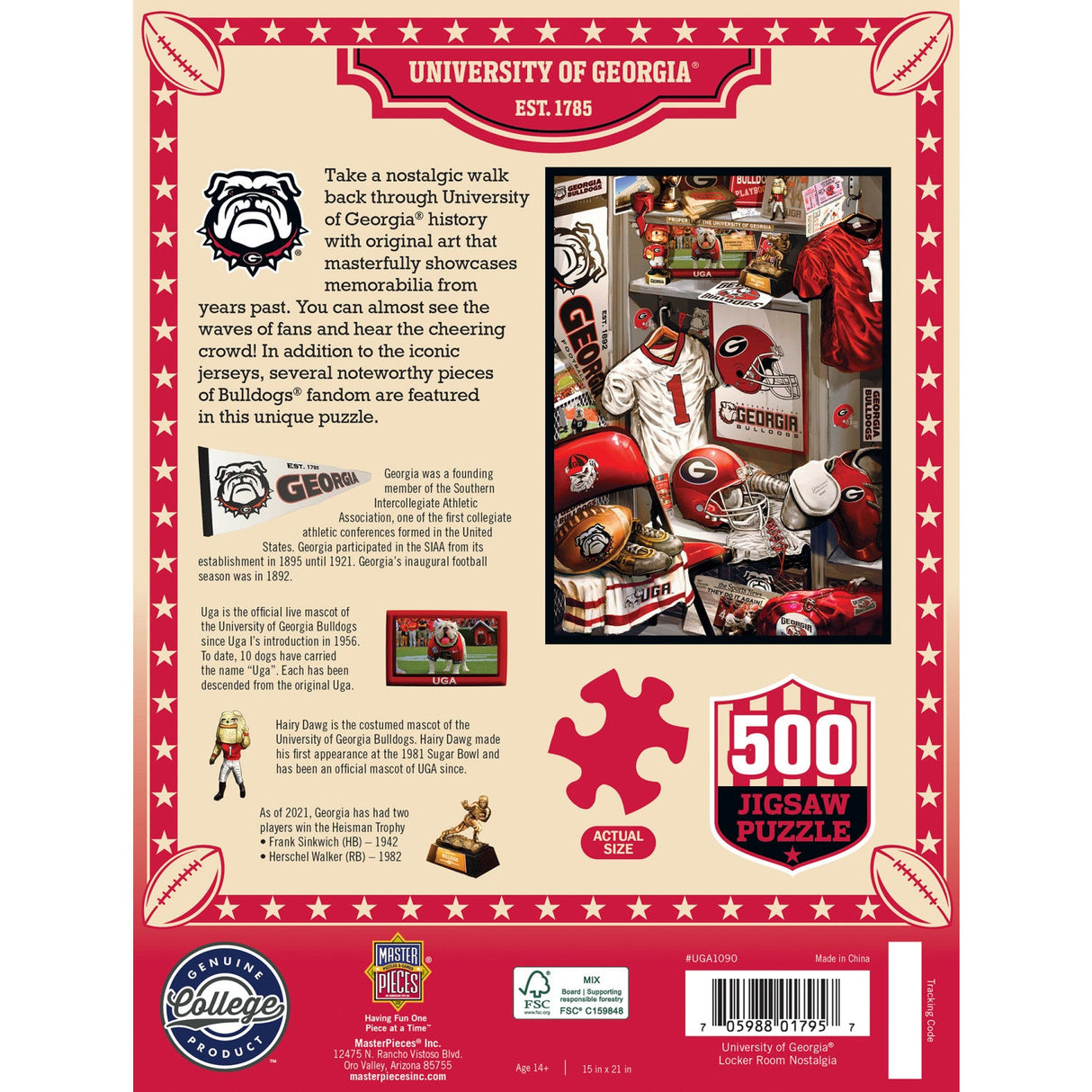 Georgia Bulldogs - Locker Room 500 Piece Jigsaw Puzzle