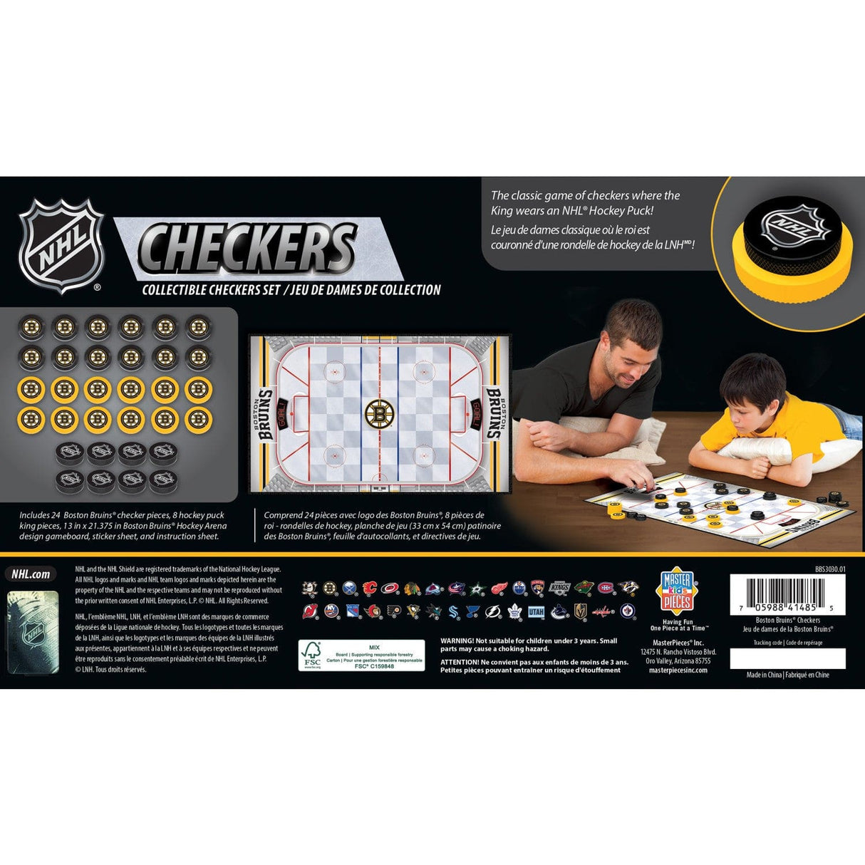 Boston Bruins Checkers Board Game