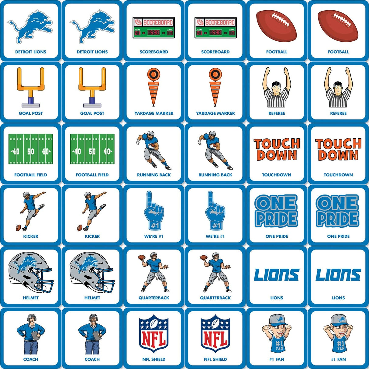 Detroit Lions Matching Game