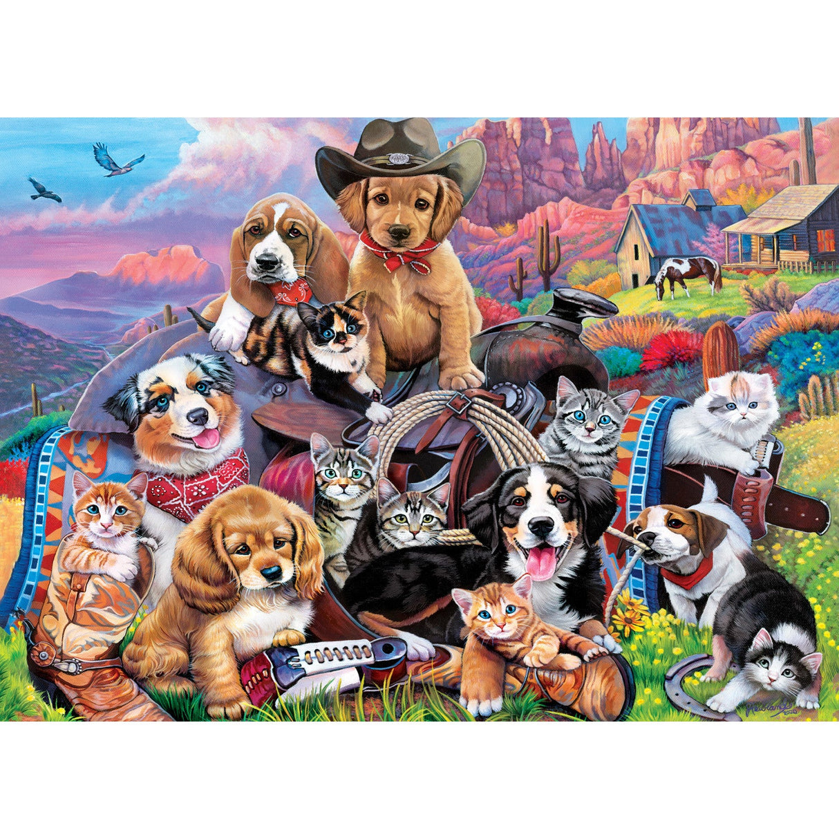 Furry Friends - Cowboys at Work 1000 Piece Jigsaw Puzzle