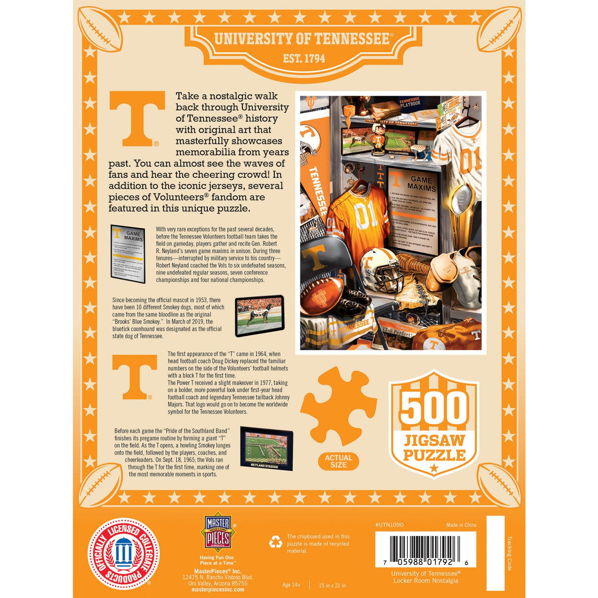 Tennessee Volunteers - Locker Room 500 Piece Jigsaw Puzzle