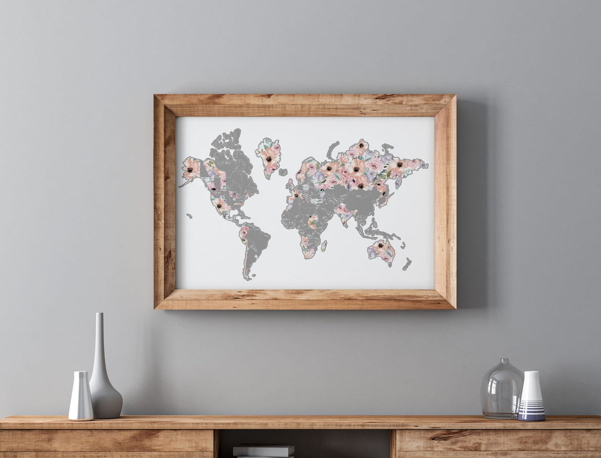 World Romantic Florals Scratch Your Travel Map