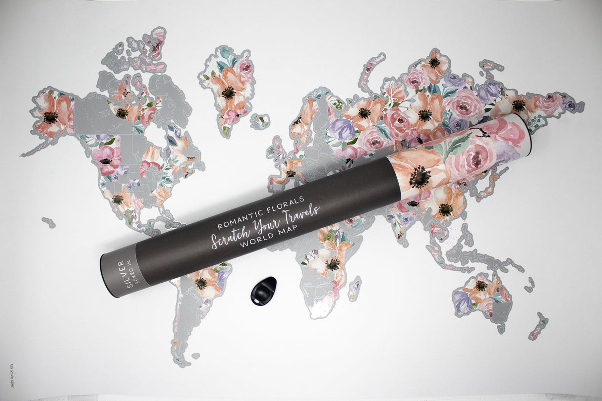 World Romantic Florals Scratch Your Travel Map