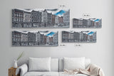 City Buildings Canvas Print, Large Urban Art Print, City Art, Row Of Buildings, Streetscape, Skyline, Panoramic, Wall Art, Canvas Print