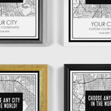 Choose Any City - Custom Map Art - Office Decor Travel Gift Custom Map City Canvas Print Home Town Streets Map Art Wall Poster Gift