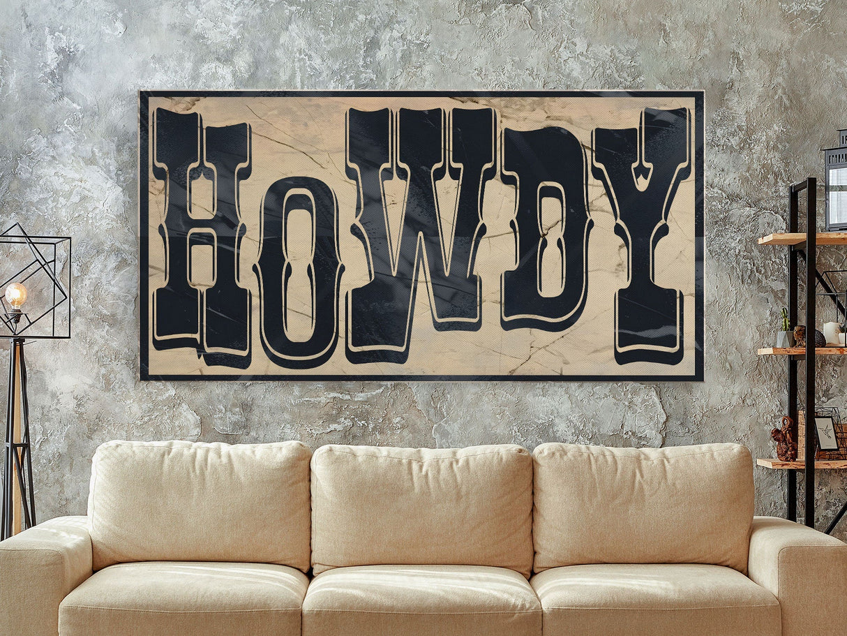 Typography Art Print "Howdy" - Western Decor, Southwestern Wall Art, Canvas Print or Poster, Modern Design, Southern Home Art, Ranch Art