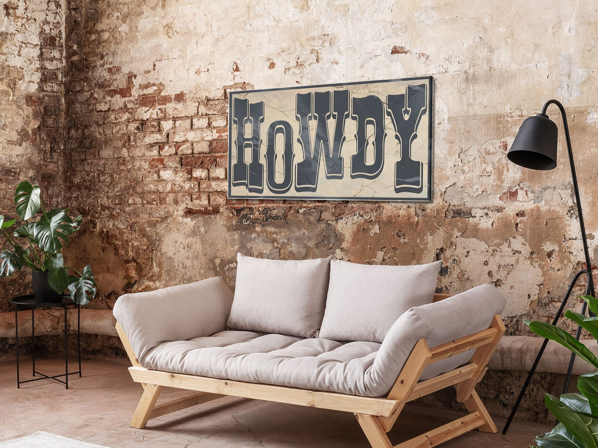 Typography Art Print "Howdy" - Western Decor, Southwestern Wall Art, Canvas Print or Poster, Modern Design, Southern Home Art, Ranch Art