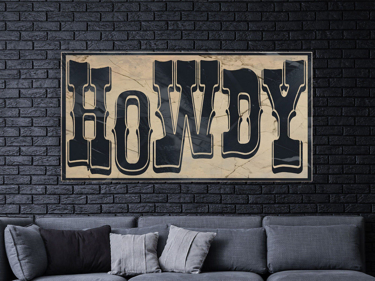 Typography Art Print "Howdy" - Western Decor, Southwestern Wall Art, Canvas Print or Poster, Modern Design, Southern Home Art, Ranch Art