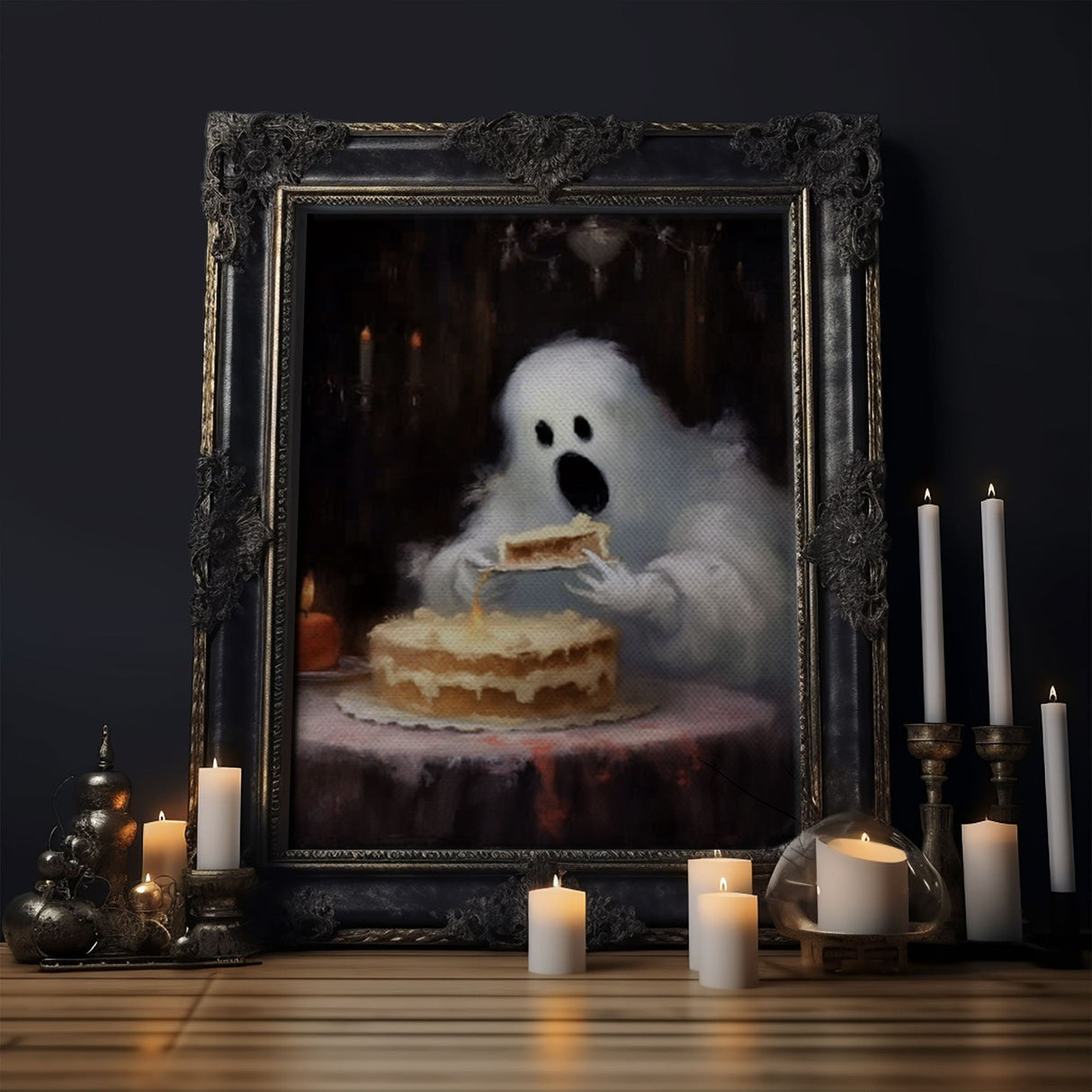 YUM! Ghost Chompin' On A Cake, It's His Birthday! Halloween Decor