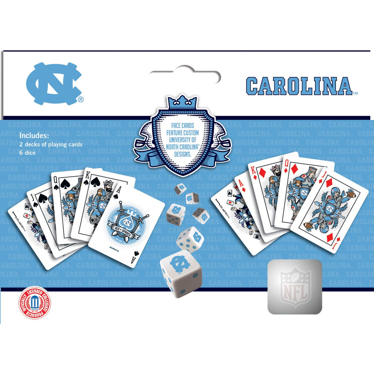 UNC Tar Heels - 2-Pack Playing Cards & Dice Set