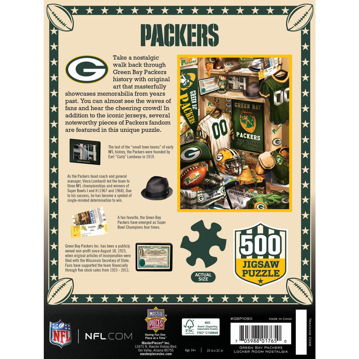 Green Bay Packers - Locker Room 500 Piece Jigsaw Puzzle