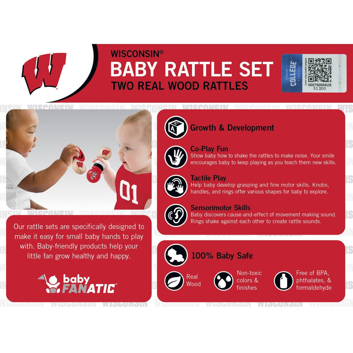 Wisconsin Badgers - Baby Rattles 2-Pack