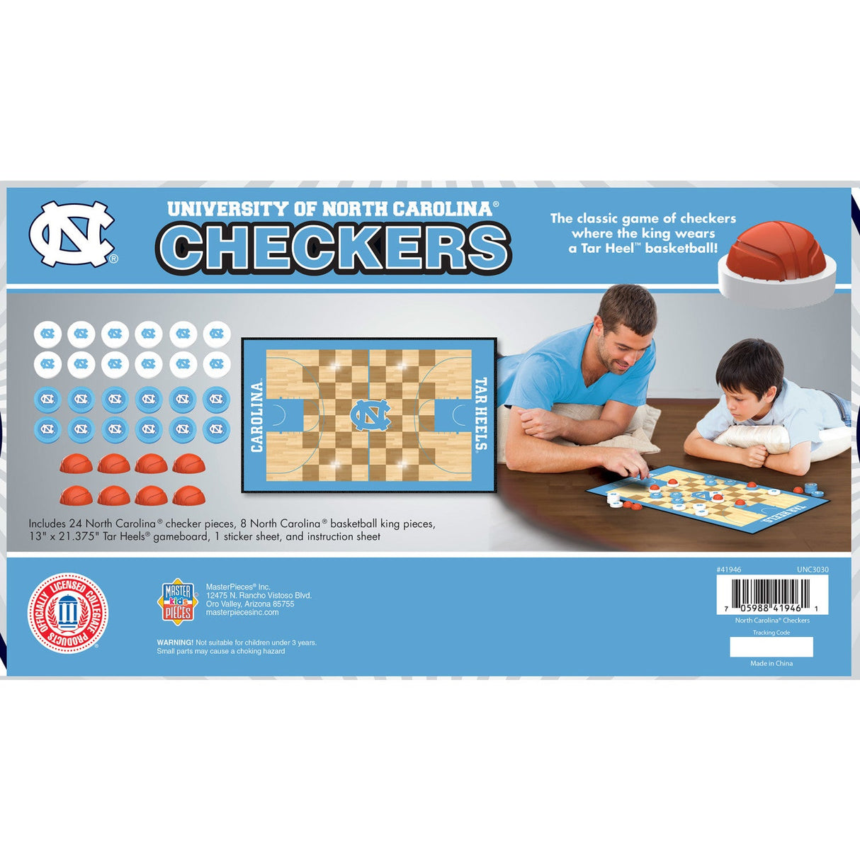 UNC Tar Heels Checkers Board Game