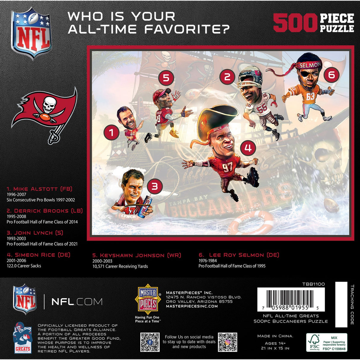 Tampa Bay Buccaneers - All Time Greats 500 Piece Jigsaw Puzzle