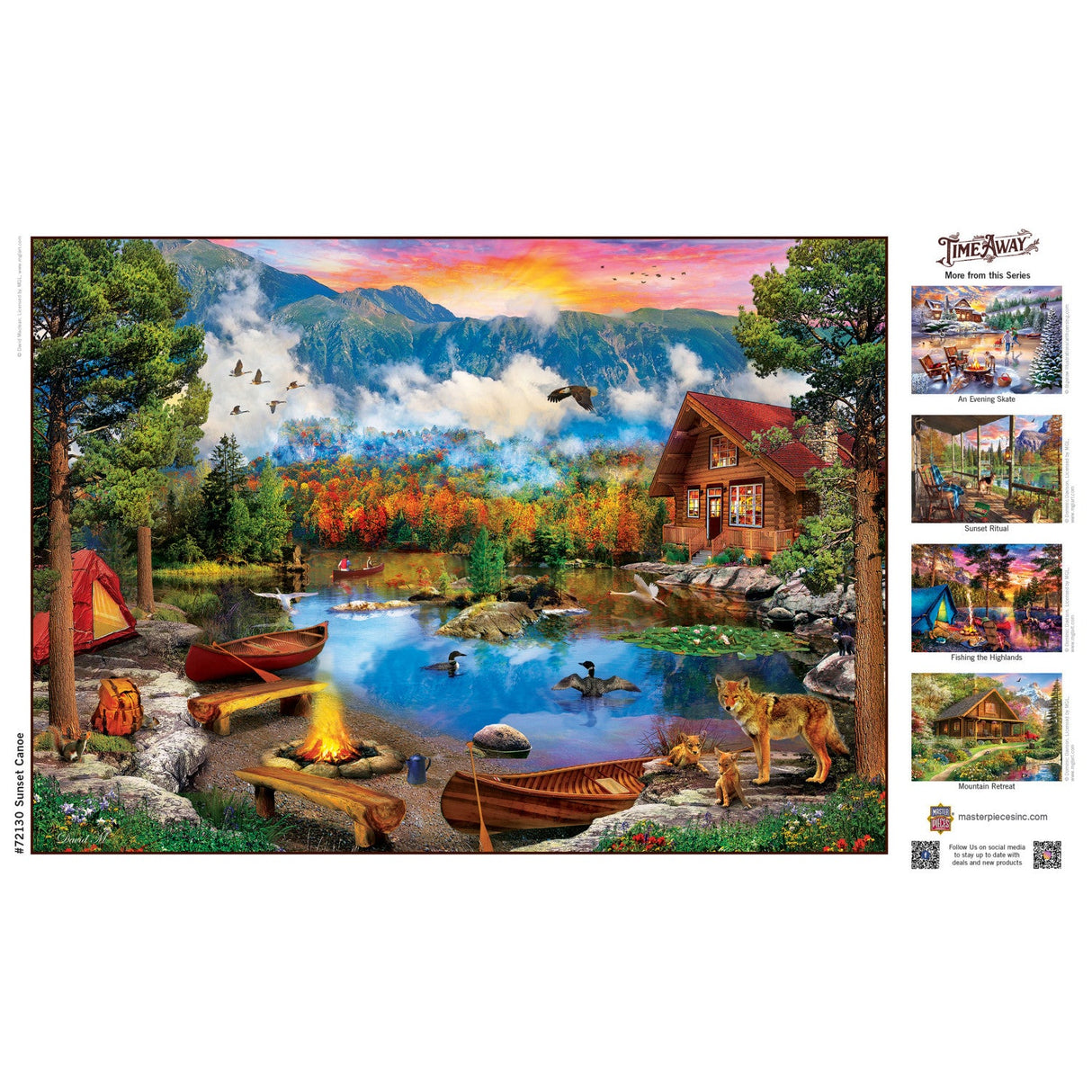 Time Away - Sunset Canoe 1000 Piece Jigsaw Puzzle