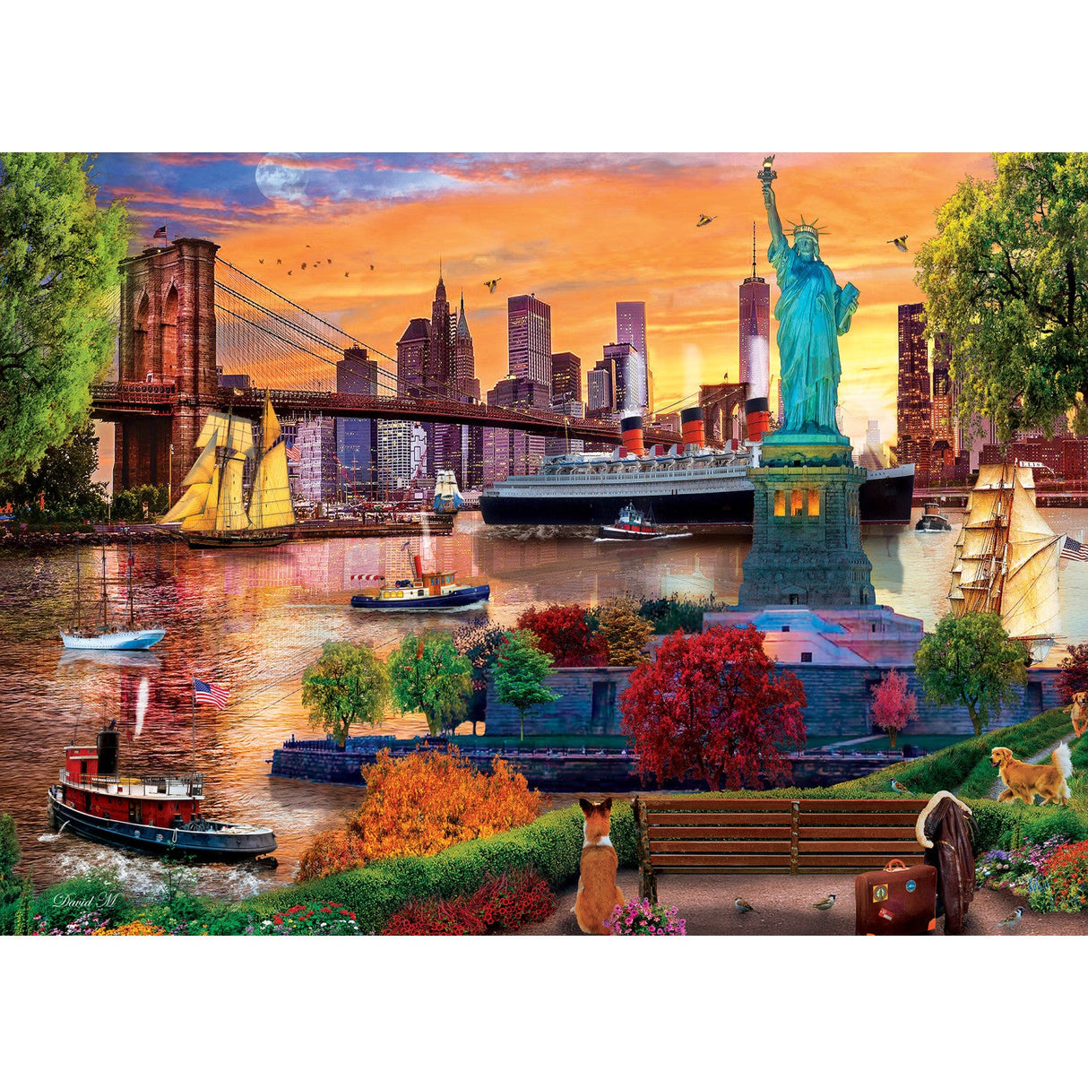 Colorscapes - Lady Liberty Skyline 1000 Piece Jigsaw Puzzle