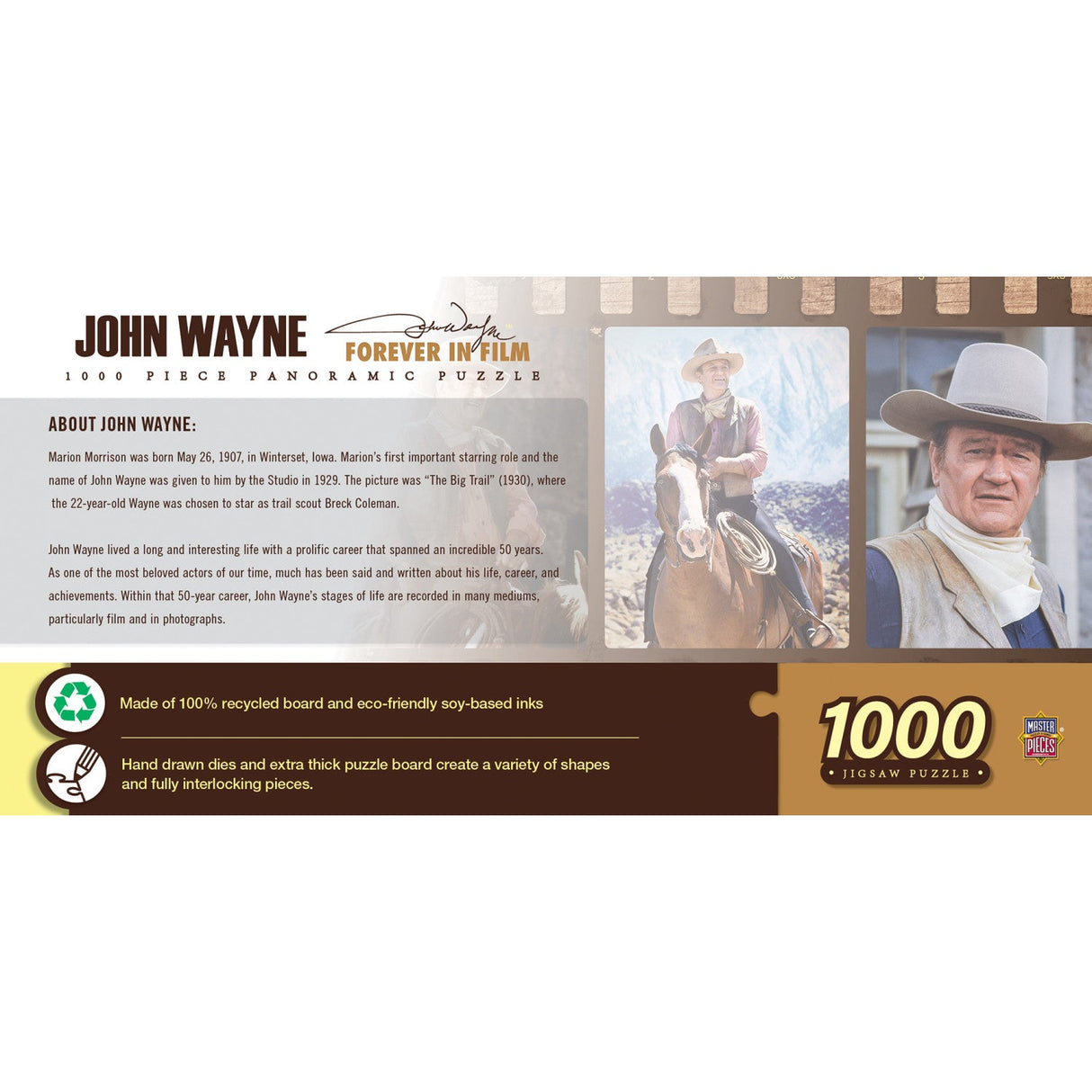 John Wayne Collection - Forever in Film 1000 Piece Panoramic Jigsaw Puzzle