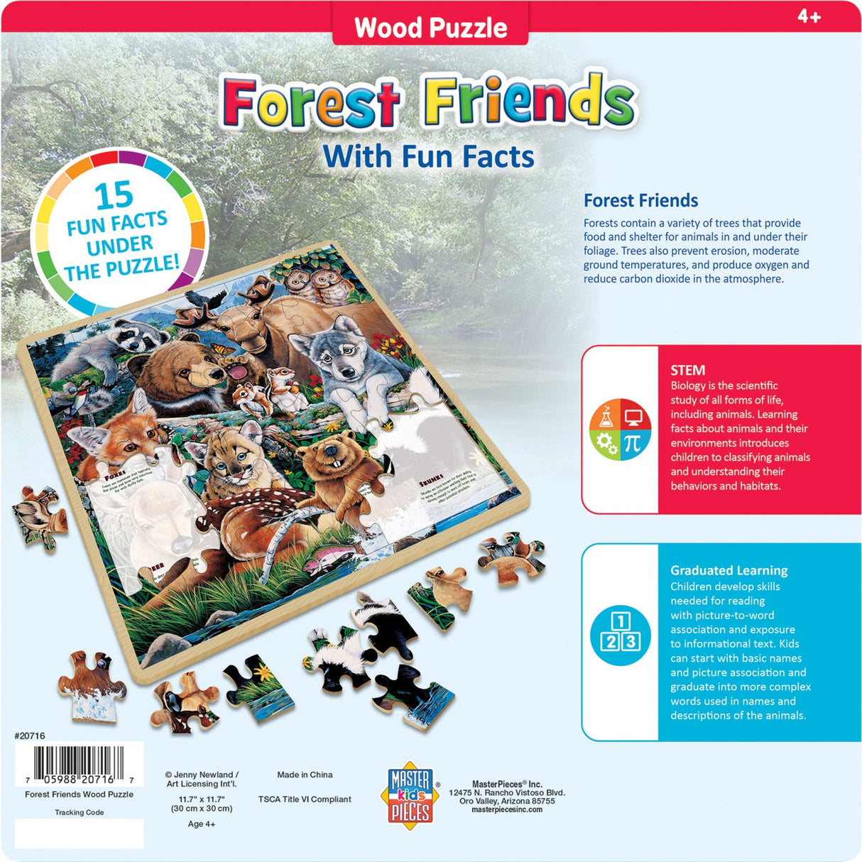 Wood Fun Facts - Forest Friends 48 Piece Wood Jigsaw Puzzle