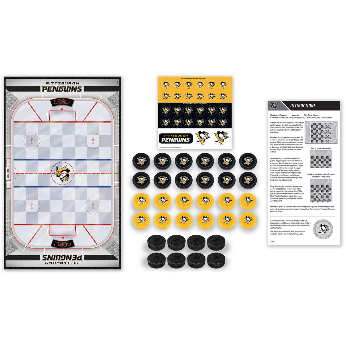 Pittsburgh Penguins Checkers Board Game