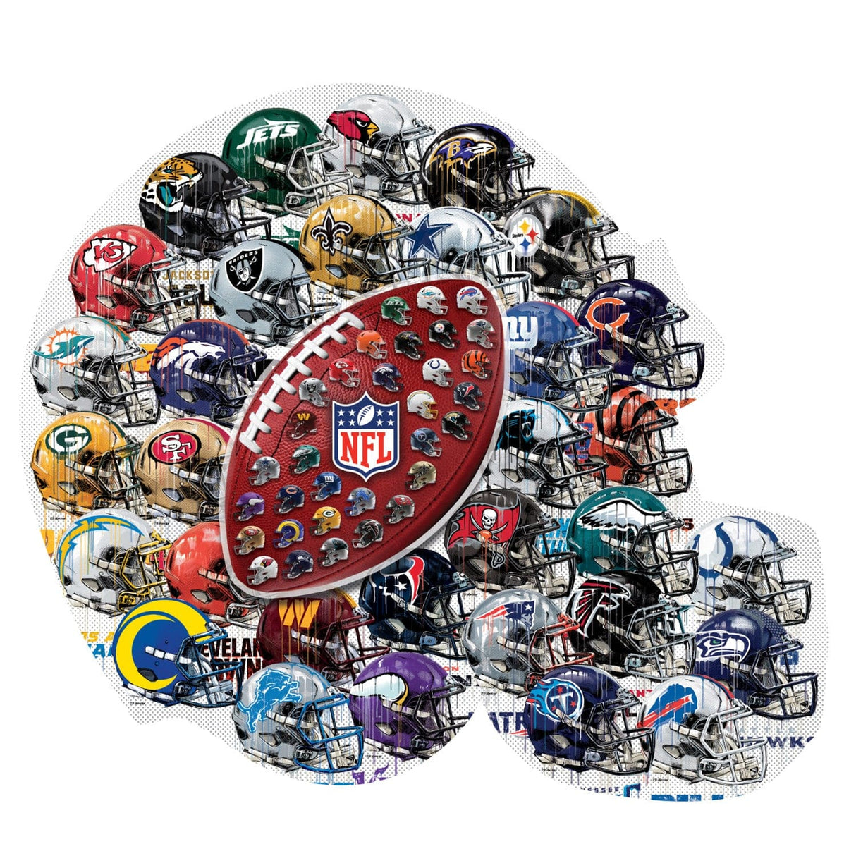 NFL - Helmet Drip Art 500 Piece Shaped Jigsaw Puzzle