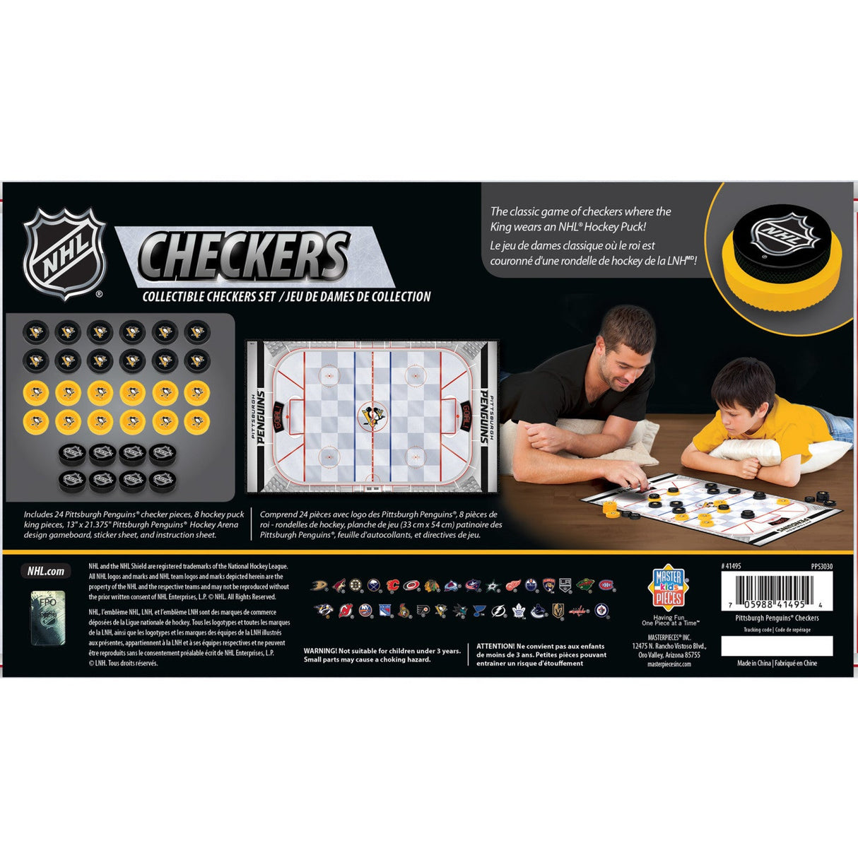 Pittsburgh Penguins Checkers Board Game