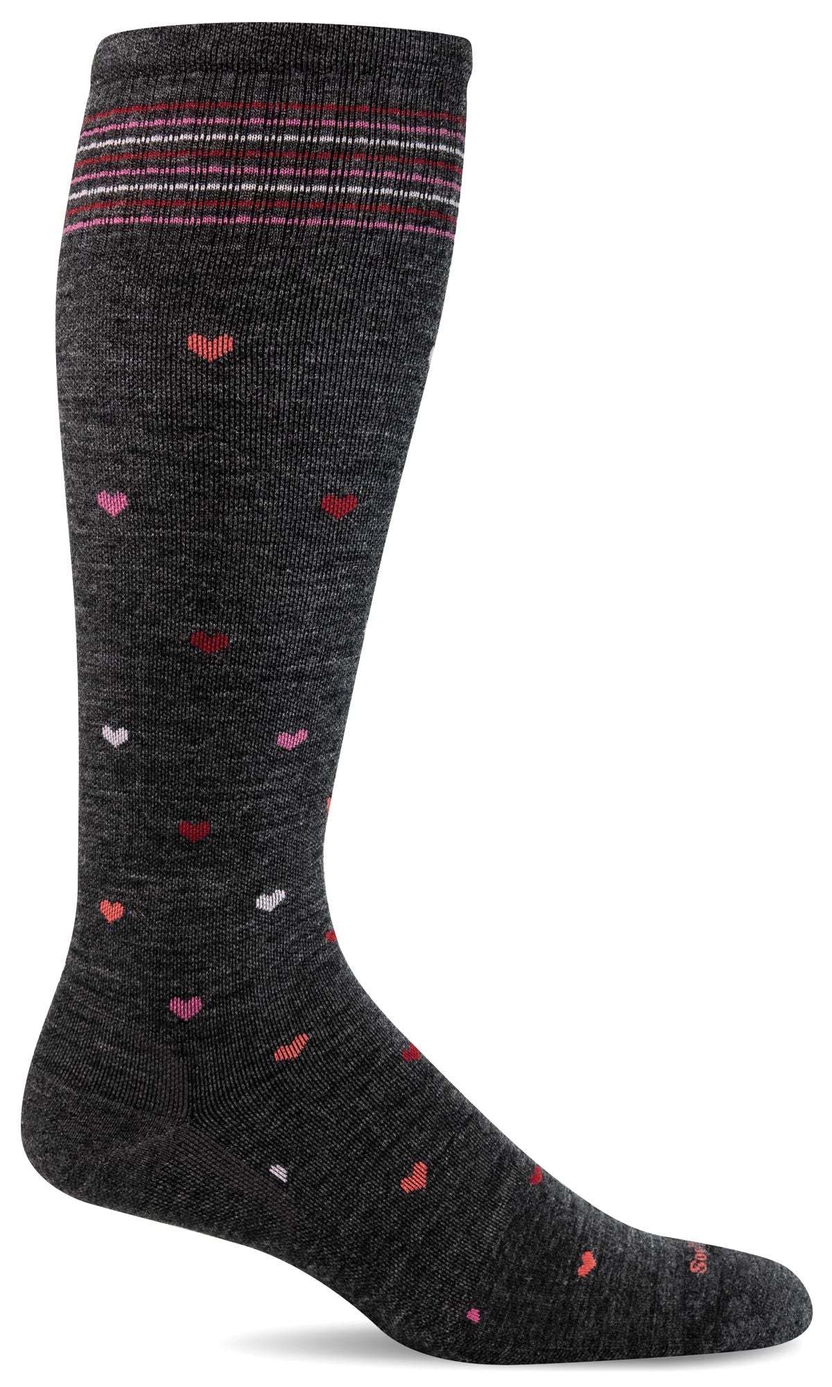 Calcetines de compresión graduados moderados con corazón completo para mujer - Ajuste ancho en pantorrilla de Sockwell Socks