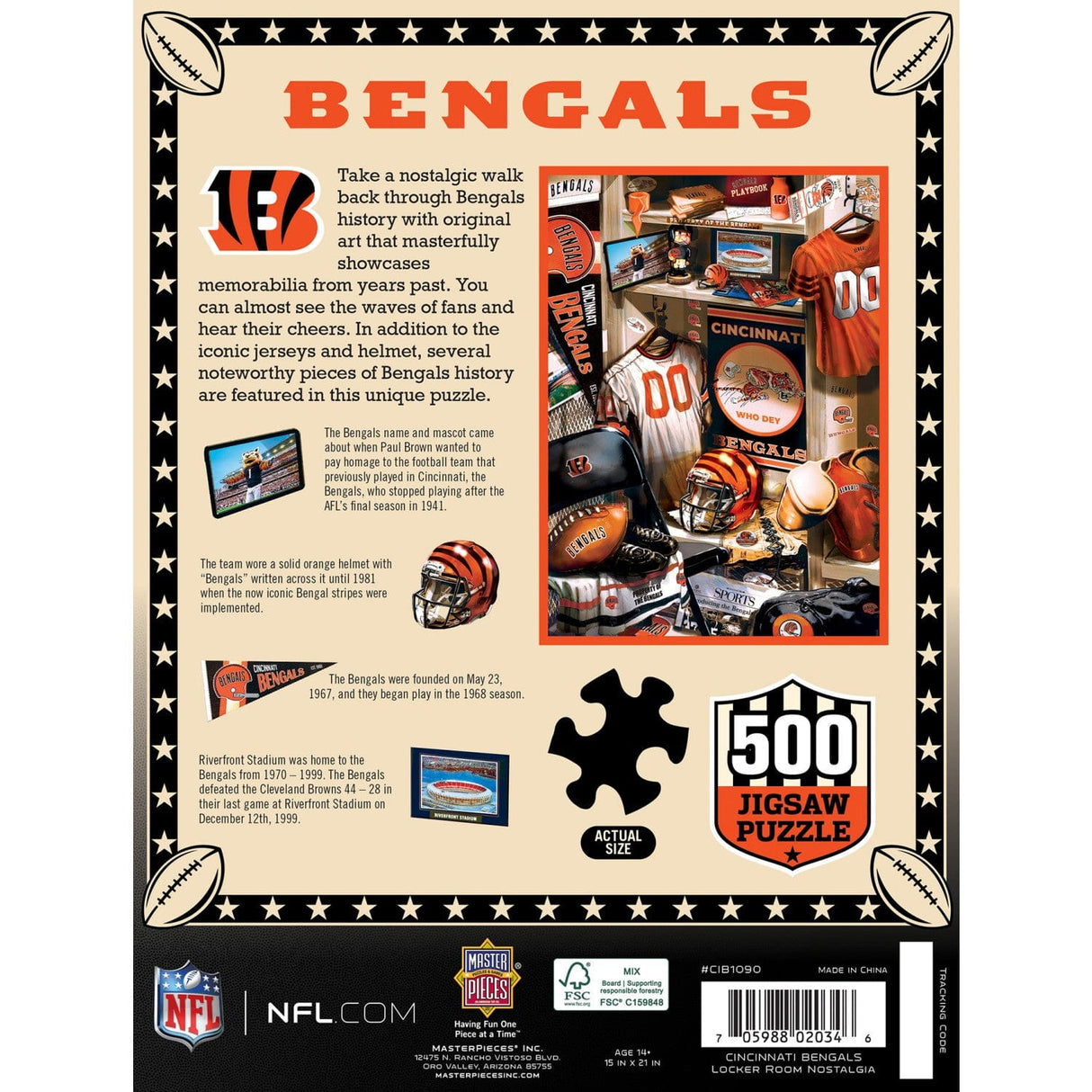 Cincinnati Bengals - Locker Room 500 Piece Jigsaw Puzzle