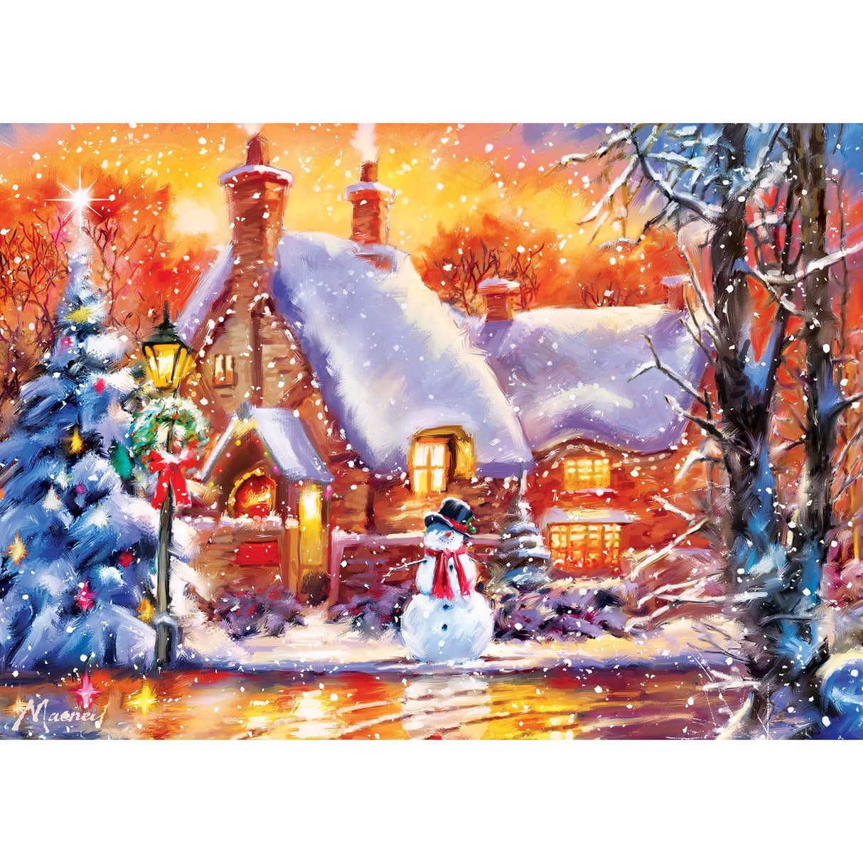 Sparkle & Shine - Snowman Cottage 500 Piece Glitter Jigsaw Puzzle