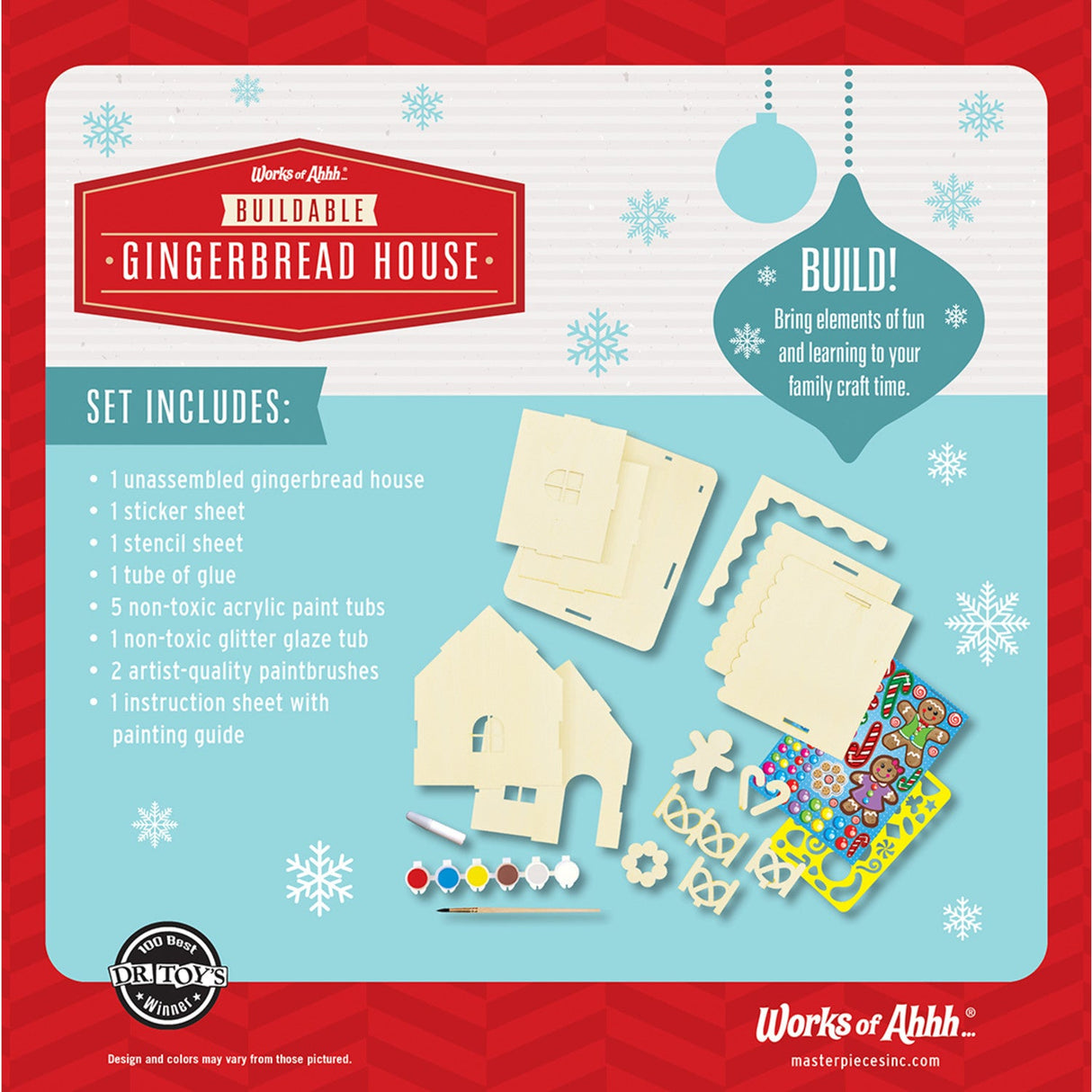 Holiday Craft Kit - Buildable Gingerbread House Wood Paint Kit