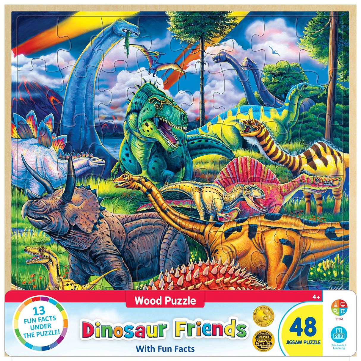 Wood Fun Facts - Dinosaur Friends 48 Piece Wood Jigsaw Puzzle