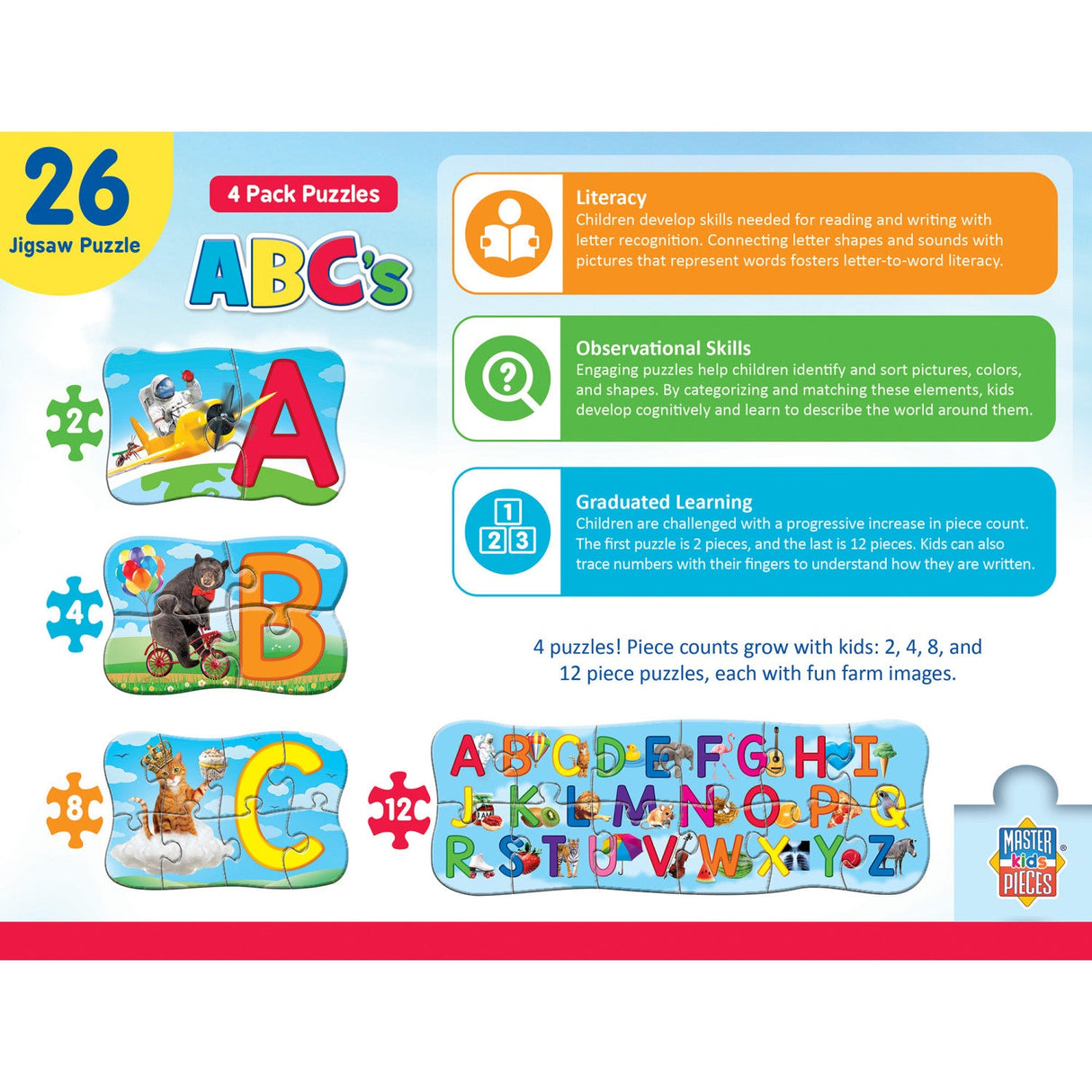 ABC's - Educational 4-Pack Jigsaw Puzzles