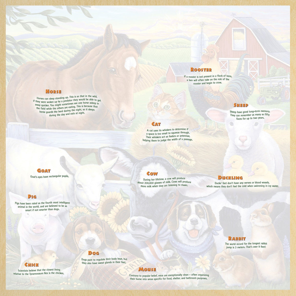 Wood Fun Facts - Farm Friends 48 Piece Wood Jigsaw Puzzle