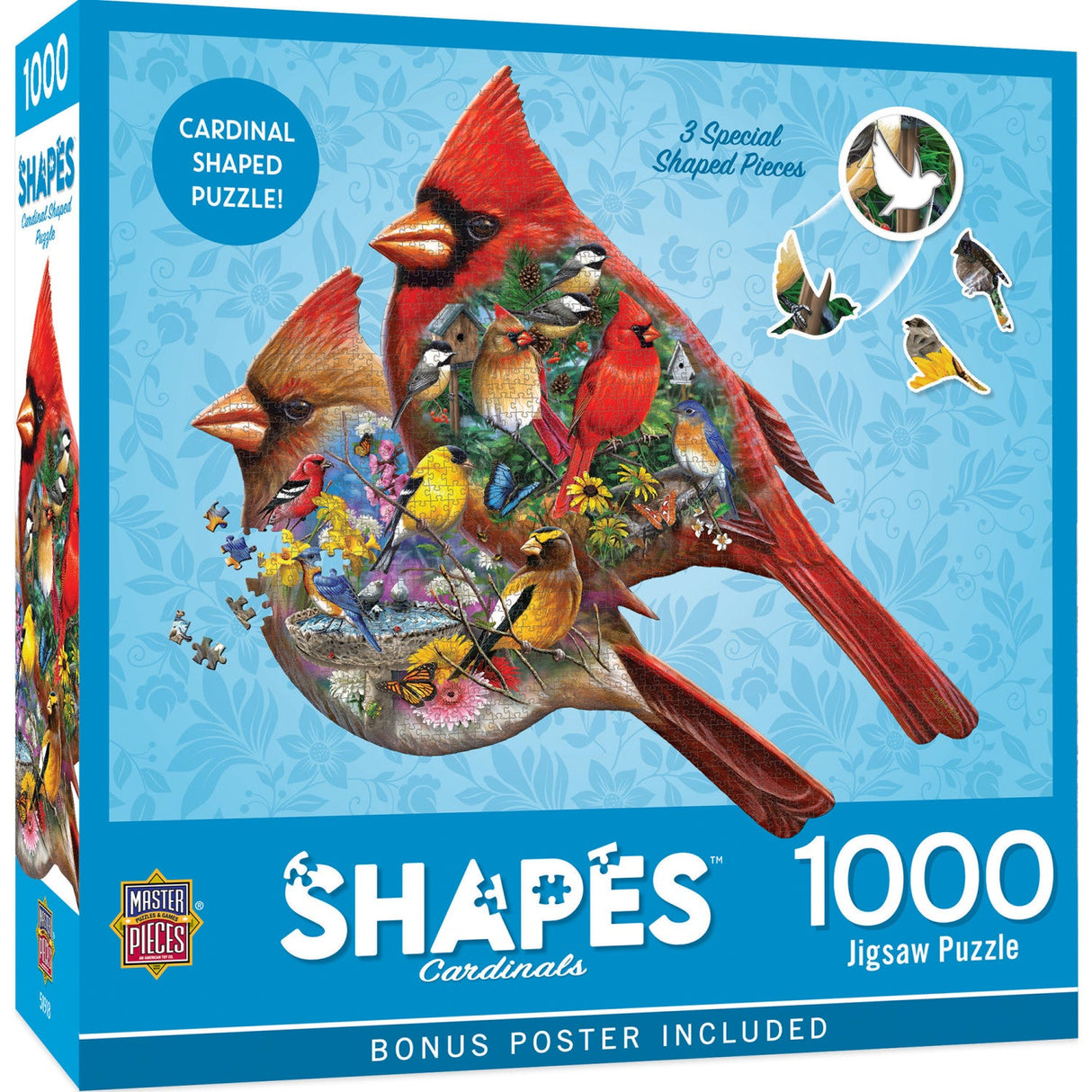 Contours - Cardinals 1000 Piece Shaped Jigsaw Puzzle