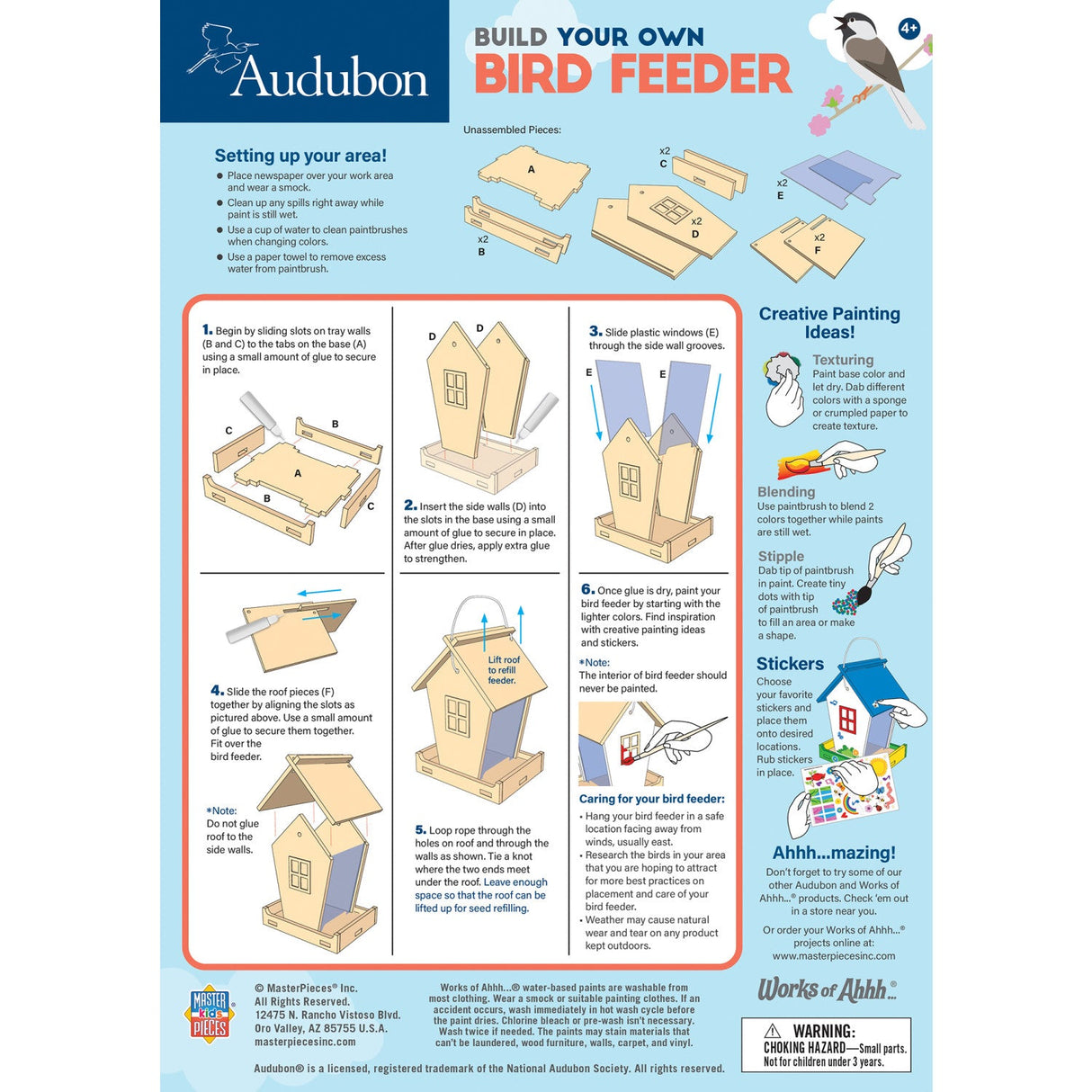 Audubon - Birdfeeder Wood Craft & Paint Kit