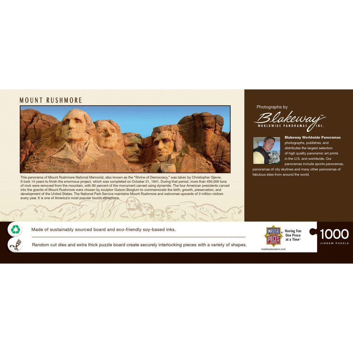 Mount Rushmore, South Dakota 1000 Piece Panoramic Jigsaw Puzzle