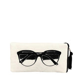 Glasses Case with Outside Pocket, Cream