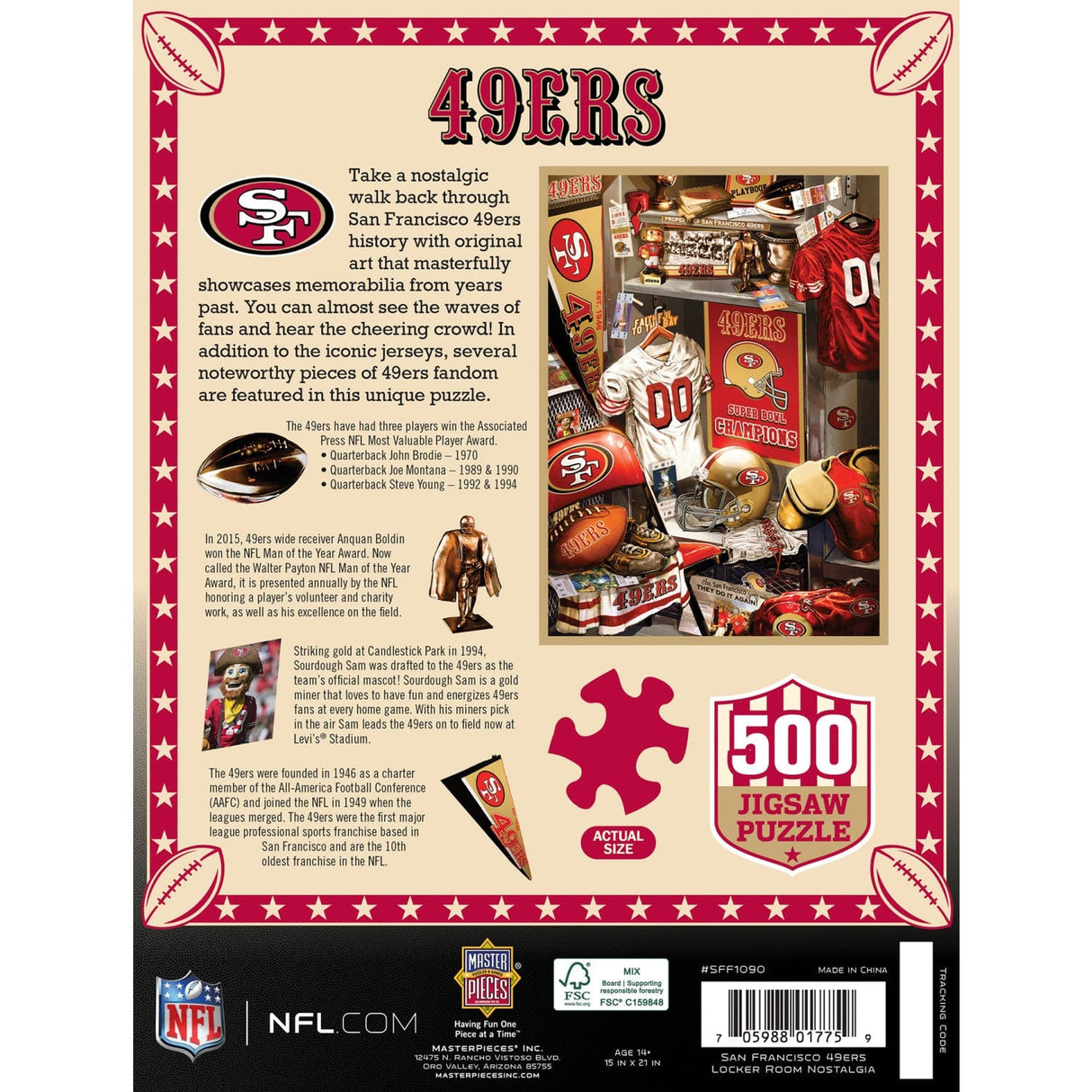 San Francisco 49ers - Locker Room 500 Piece Jigsaw Puzzle