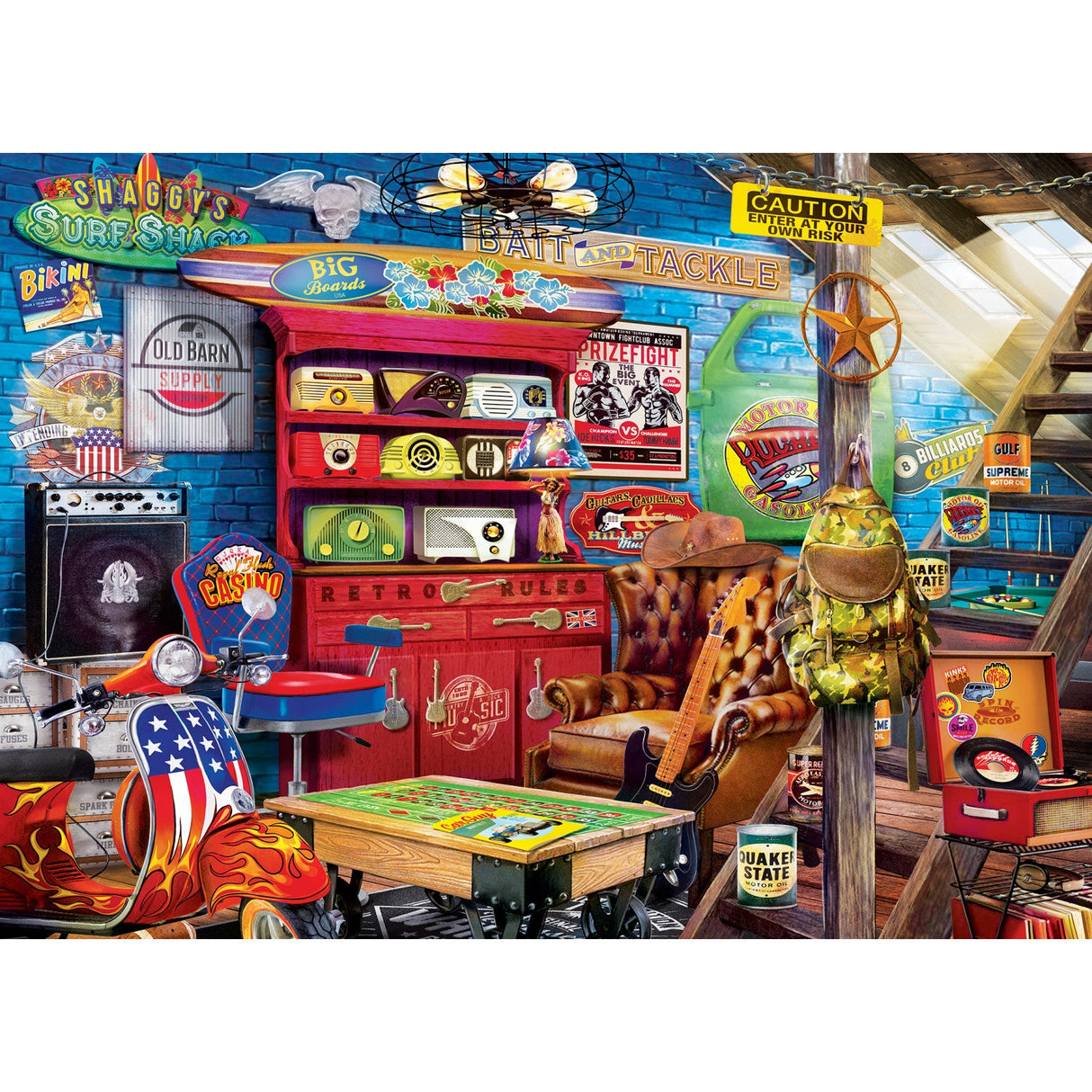 Man Cave - Retro Rules 1000 Piece Jigsaw Puzzle