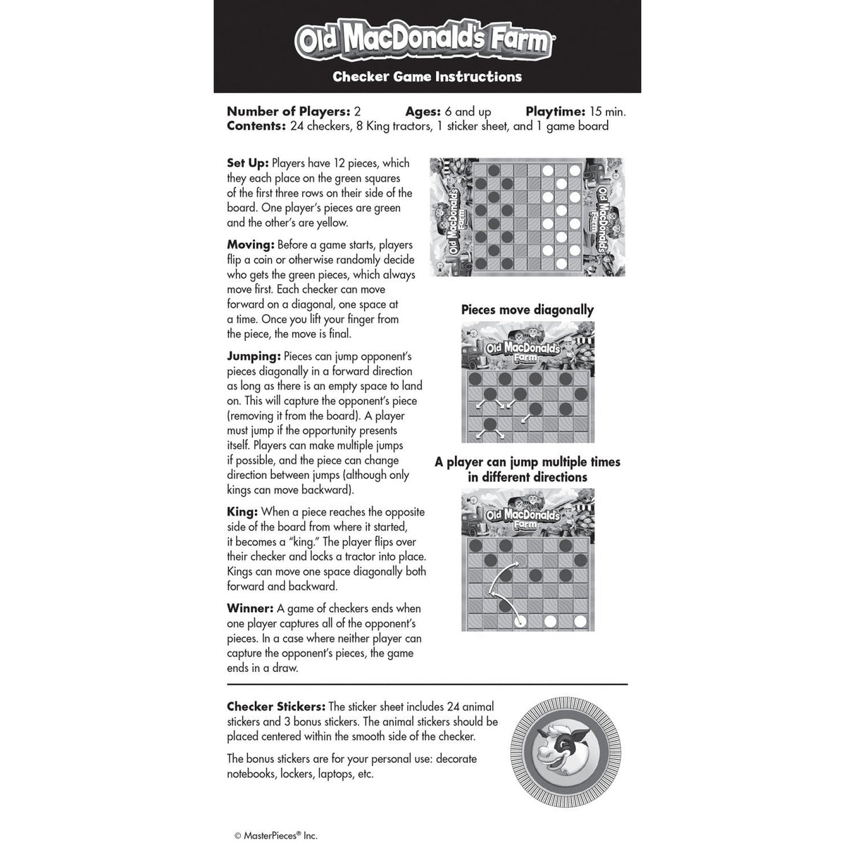 Old MacDonald's Farm Checkers Board Game