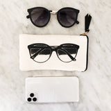 Glasses Case with Outside Pocket, Cream