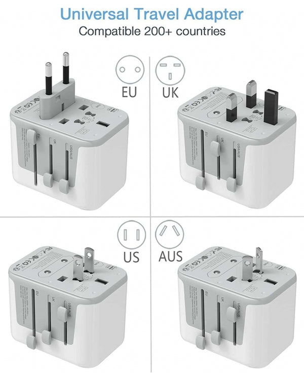 2500W, 10 amp - Universal Travel Adapter with 3 USB C and 2 USB Ports