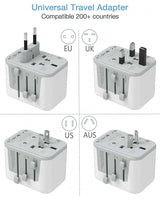 2500W, 10 amp - Universal Travel Adapter with 3 USB C and 2 USB Ports