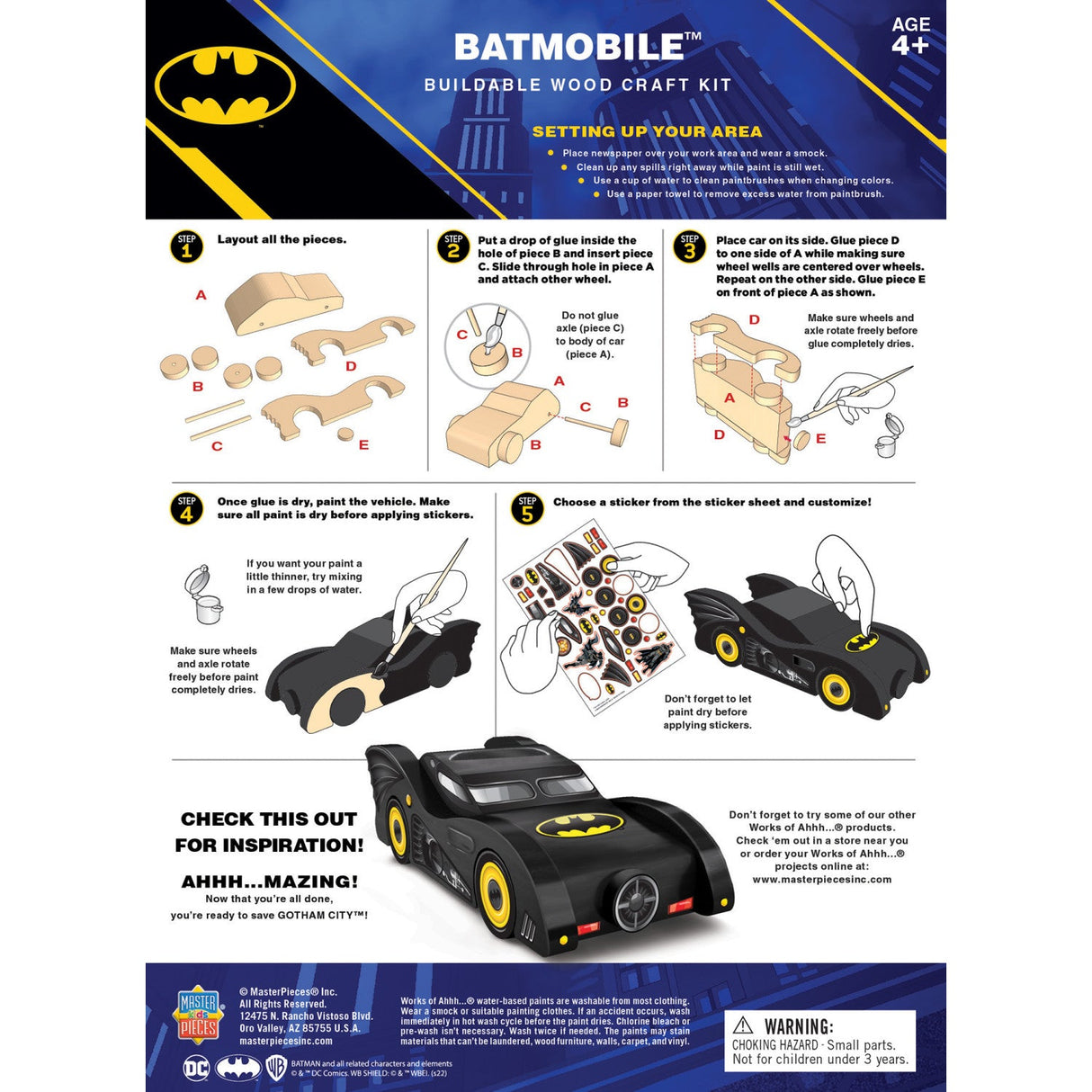 Batman - Mini Batmobile Wood Wood Craft & Paint Kit