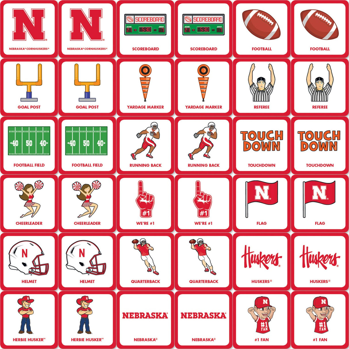 Nebraska Cornhuskers Matching Game