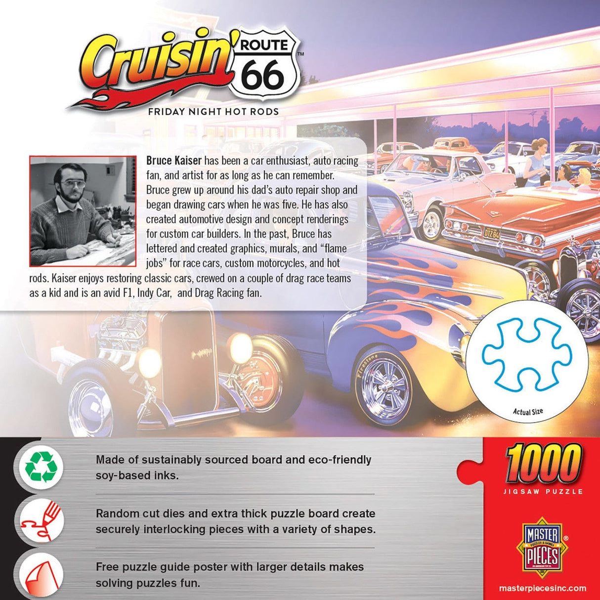 Cruisin' Route 66 - Friday Night Hot Rods 1000 Piece Jigsaw Puzzle