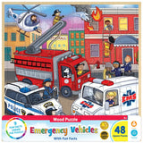 Wood Fun Facts - Emergency Vehicles 48 Piece Wood Jigsaw Puzzle