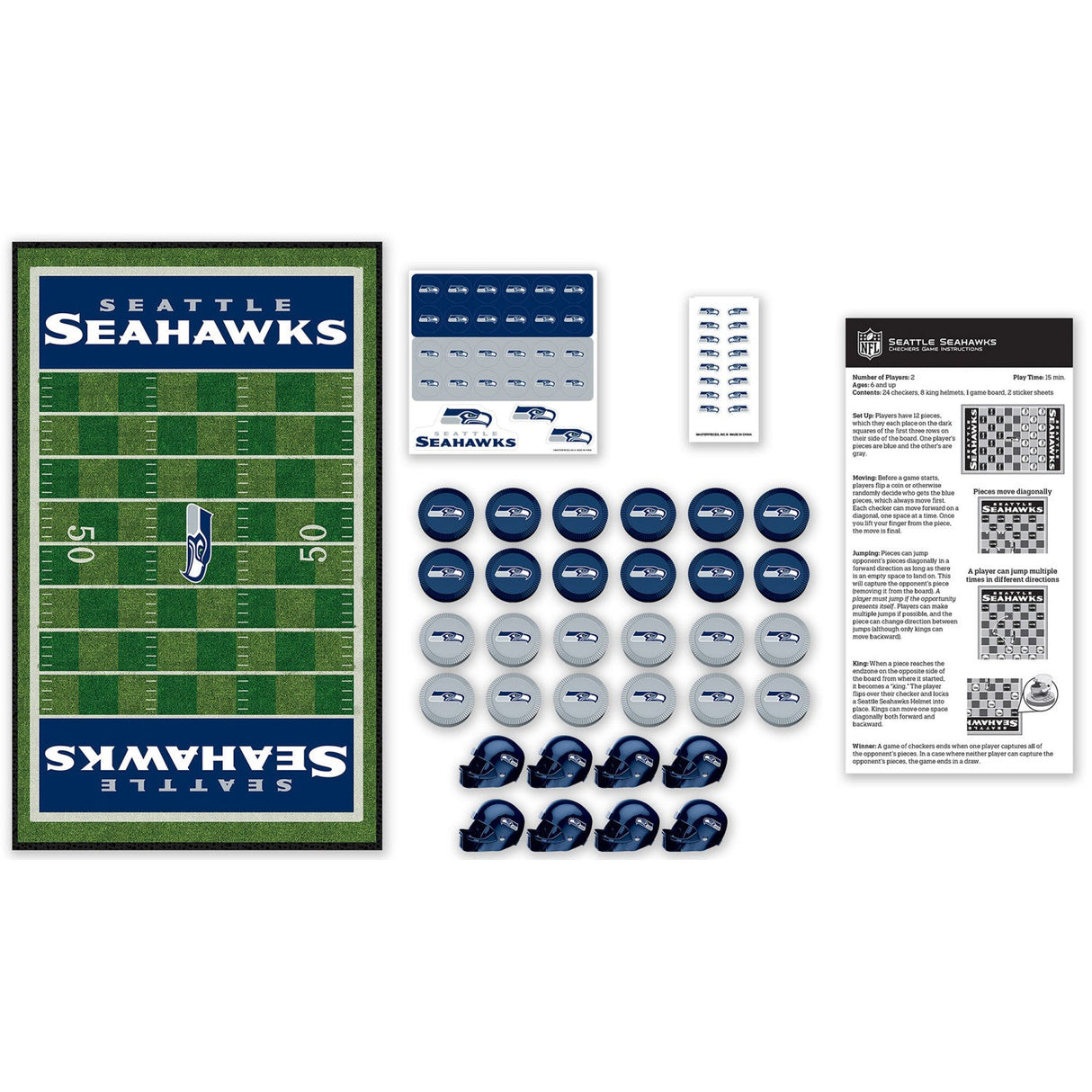 Seattle Seahawks Checkers Board Game