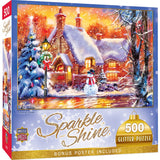 Sparkle & Shine - Snowman Cottage 500 Piece Glitter Jigsaw Puzzle