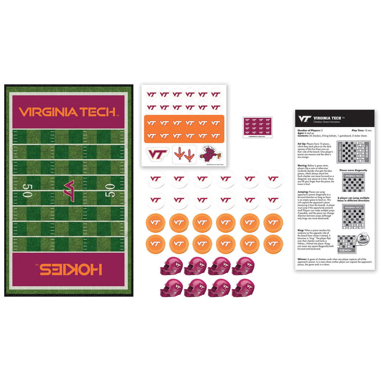 Virginia Tech Hokies Checkers Board Game