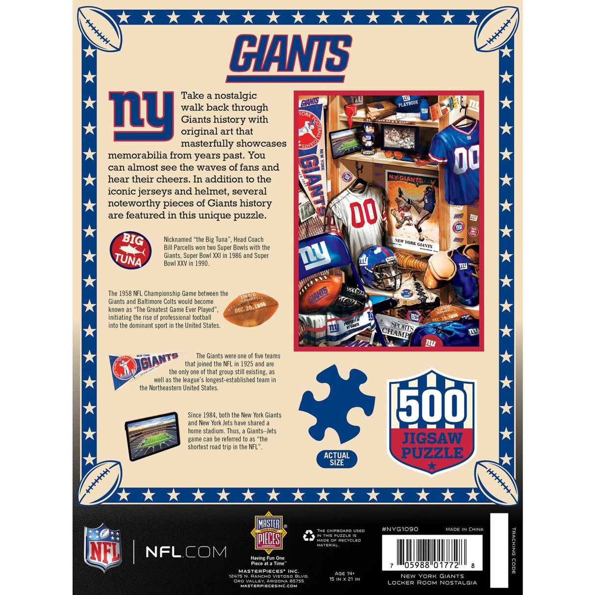 New York Giants - Locker Room 500 Piece Jigsaw Puzzle